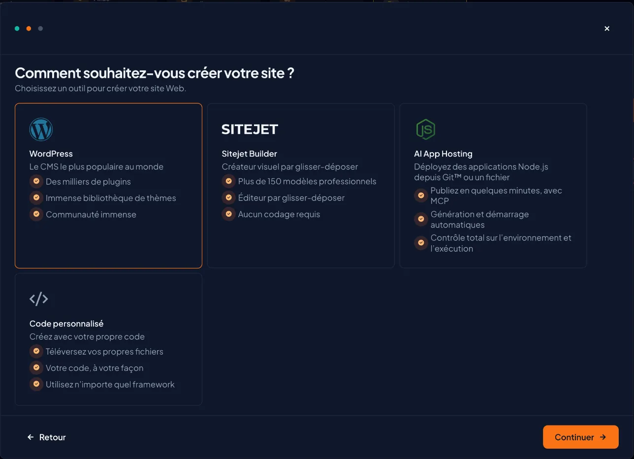 cPanel screenshot: Choose the site tool