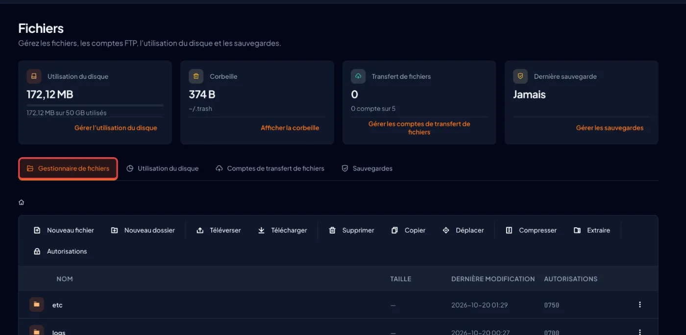 cPanel screenshot: Open File Manager