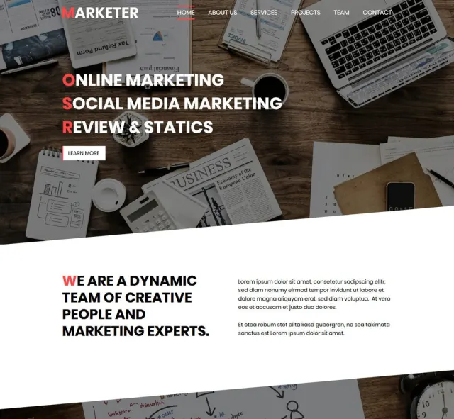 Aperçu du modèle Marketer