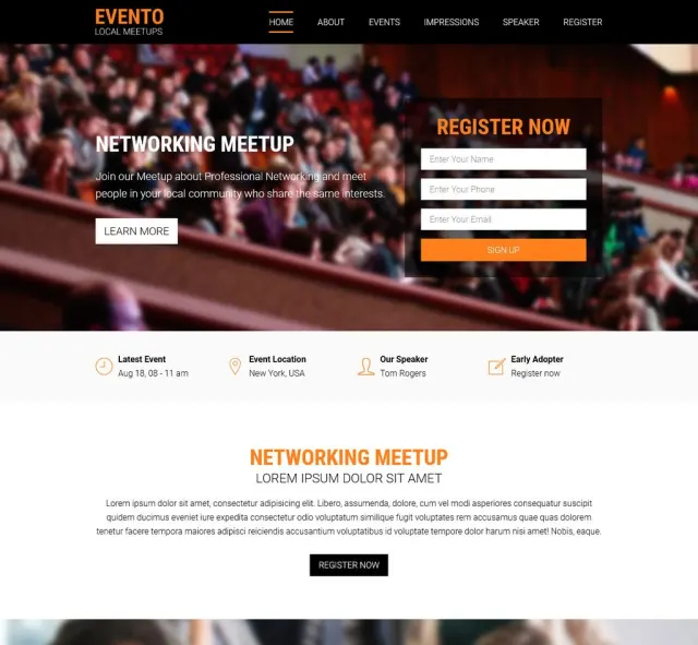 Aperçu du modèle Evento