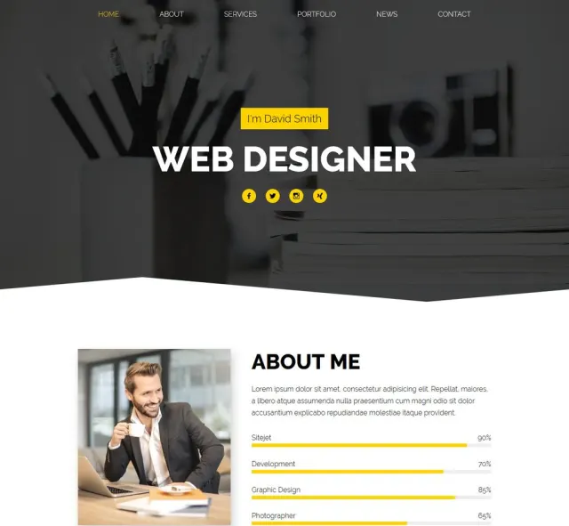 Aperçu du modèle Portfolio