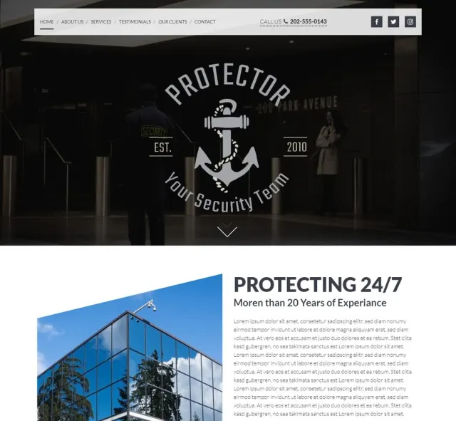Aperçu du modèle Protector