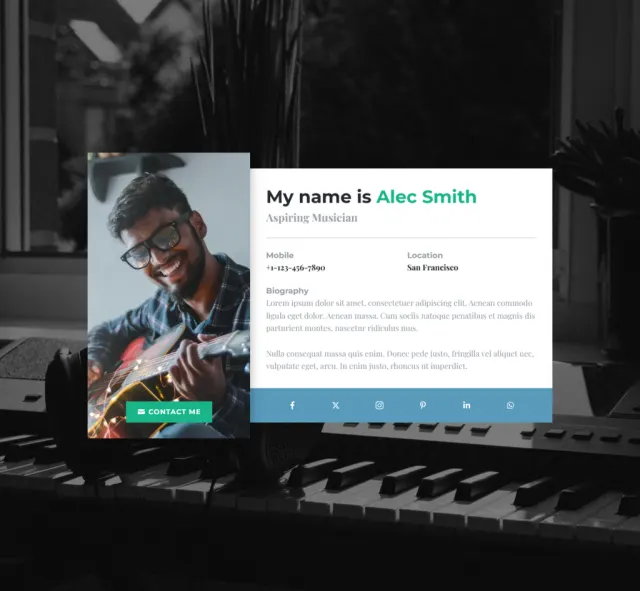 Aperçu du modèle vCard Talent