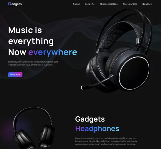 Aperçu du modèle Gadgets