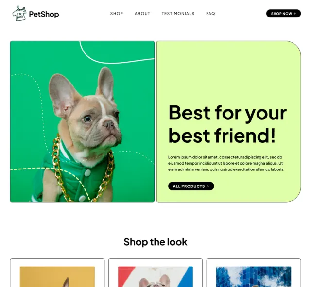Aperçu du modèle Pet Shop